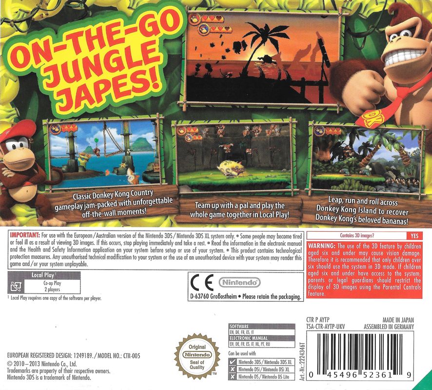 Back Cover for Donkey Kong Country Returns 3D (Nintendo 3DS)