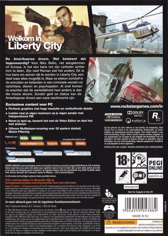 Back Cover for Grand Theft Auto IV (Windows)
