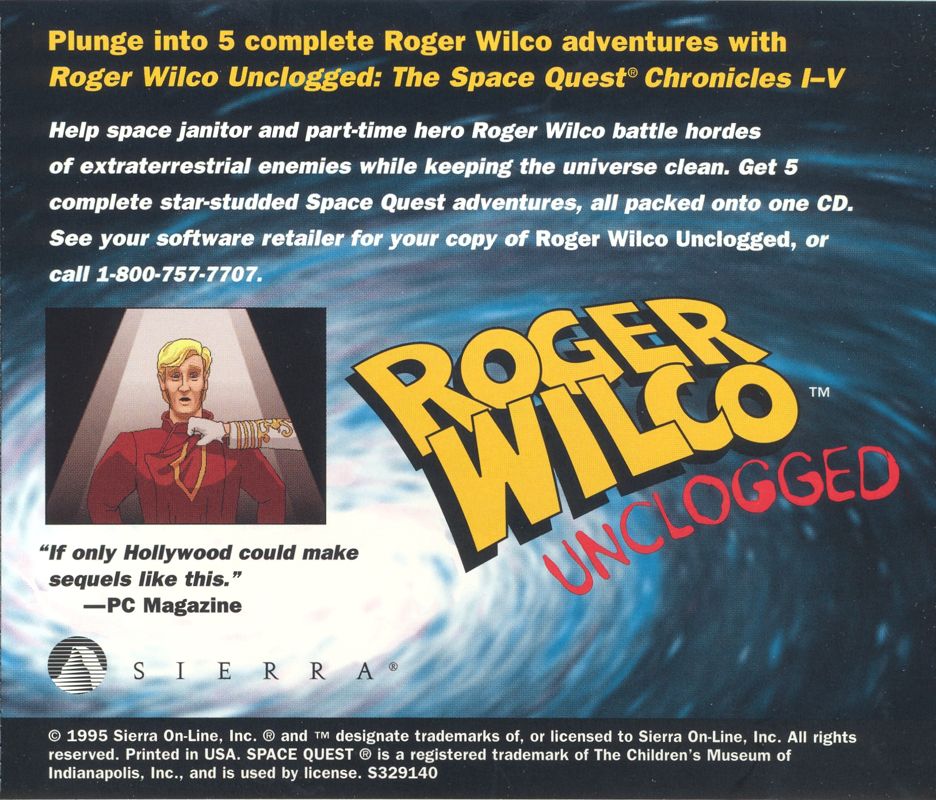 Other for Space Quest 6: Roger Wilco in the Spinal Frontier (DOS and Windows and Windows 3.x): Jewel Case - Back
