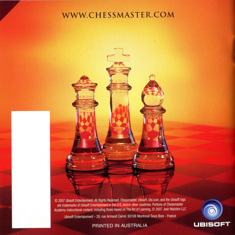 Manual for Chessmaster: The Art of Learning (Nintendo DS): Back