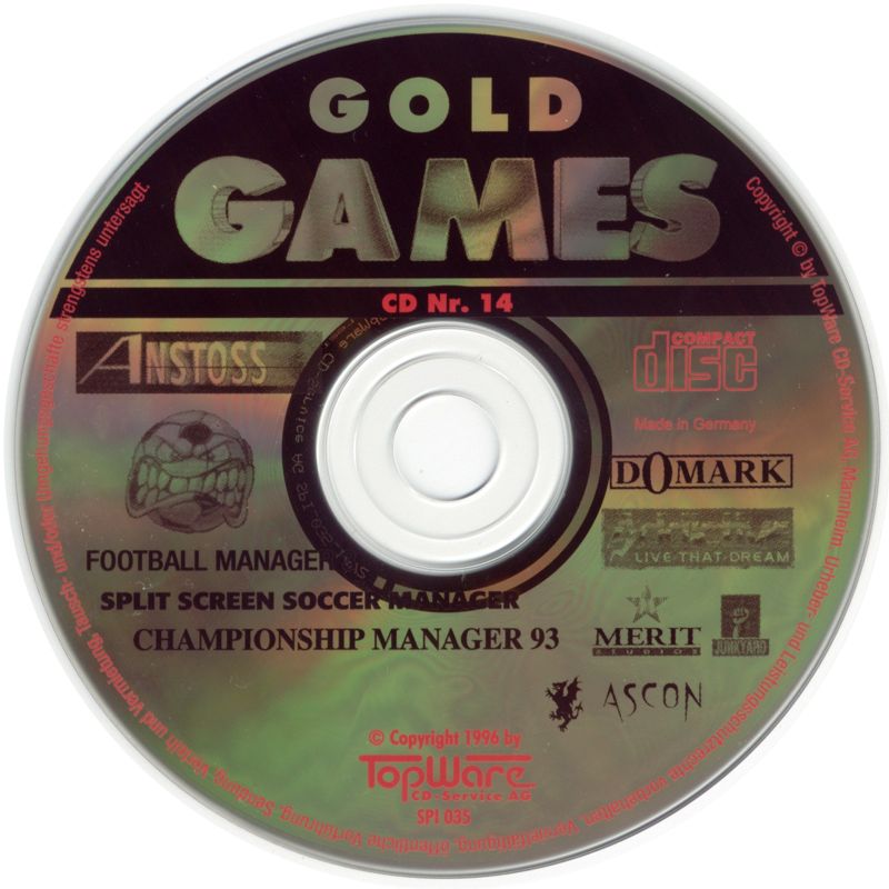 Media for Gold Games (DOS): Disc 14/16: Anstoss, Championship Manager '93, Football Manager, Split Screen Soccer Manager