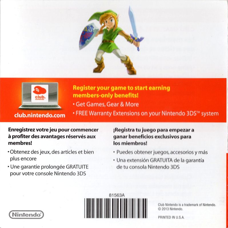 Extras for The Legend of Zelda: A Link Between Worlds (Nintendo 3DS): Club Nintendo flyer back
