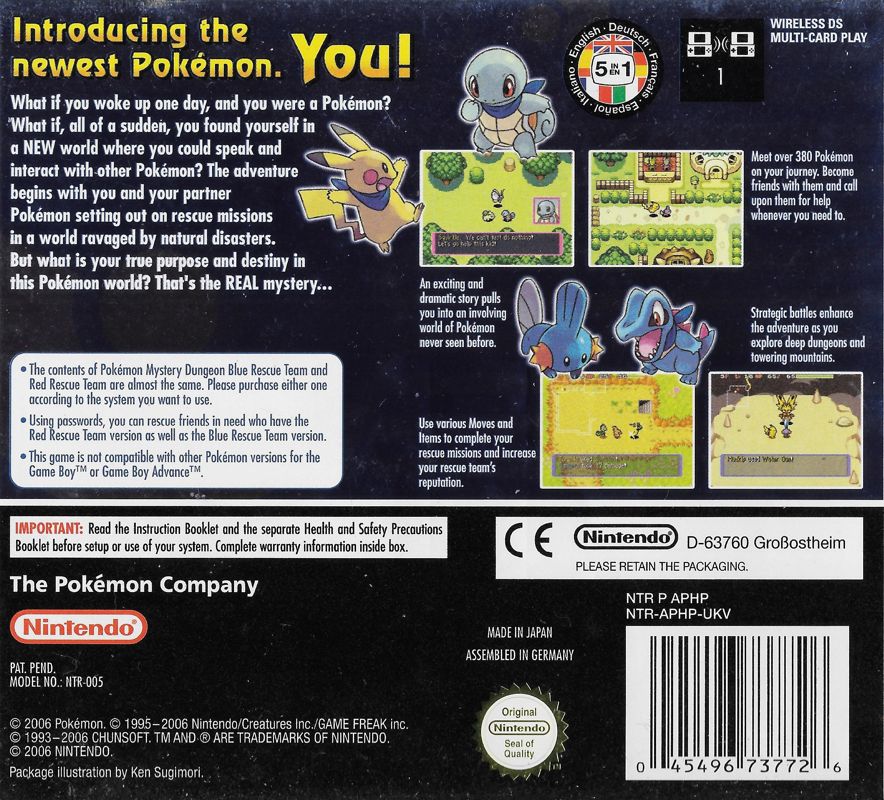 Back Cover for Pokémon Mystery Dungeon: Blue Rescue Team (Nintendo DS)