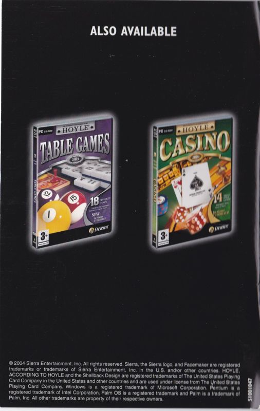 Manual for Card Games: Hoyle 2004 Edition (Windows): Back