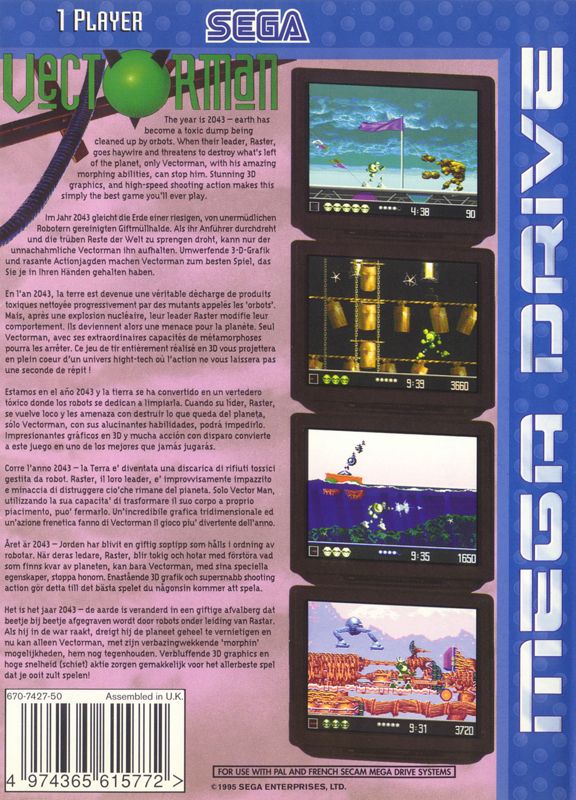 Back Cover for VectorMan (Genesis)