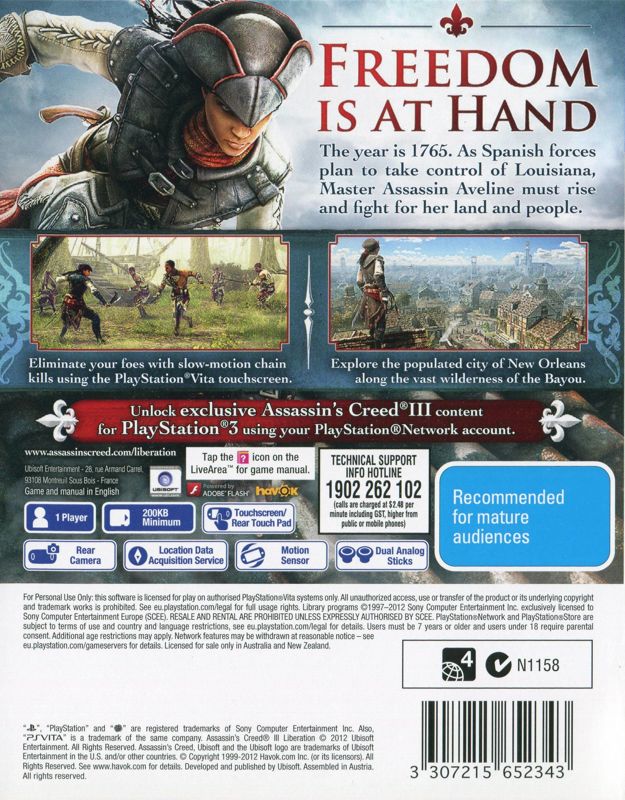 Assassin's Creed III Liberation cover or packaging material MobyGames