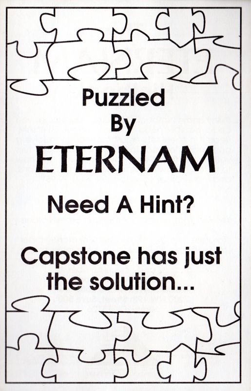 Advertisement for Eternam (DOS): Hint Book Advertisement - Front