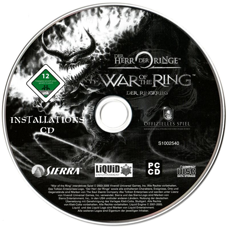 Media for The Lord of the Rings: War of the Ring (Windows) (BestSeller Series release): Installation Disc