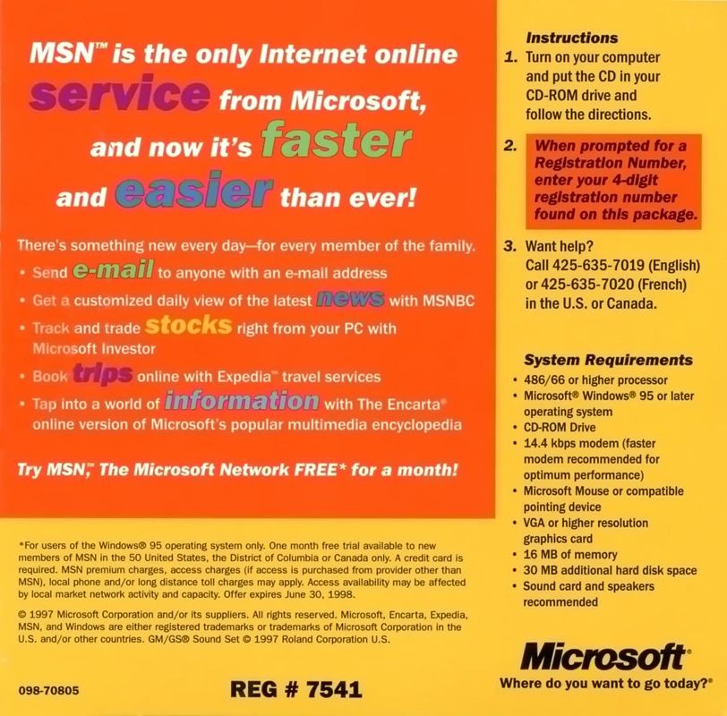 Advertisement for Age of Empires (Windows): MSN - Back