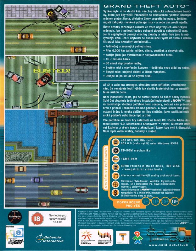 Back Cover for Grand Theft Auto (Windows) (SoldOut Software release)