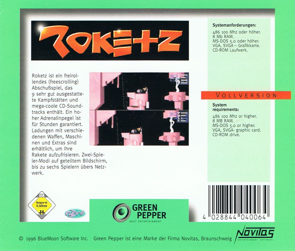 Back Cover for Roketz (DOS) (Green Pepper release)