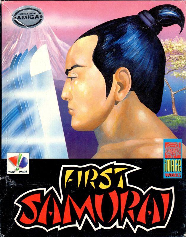 Front Cover for First Samurai (Amiga) (Oval sticker variant.)