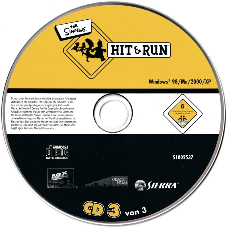 Media for The Simpsons: Hit & Run (Windows) (BestSeller Series release): Disc #3