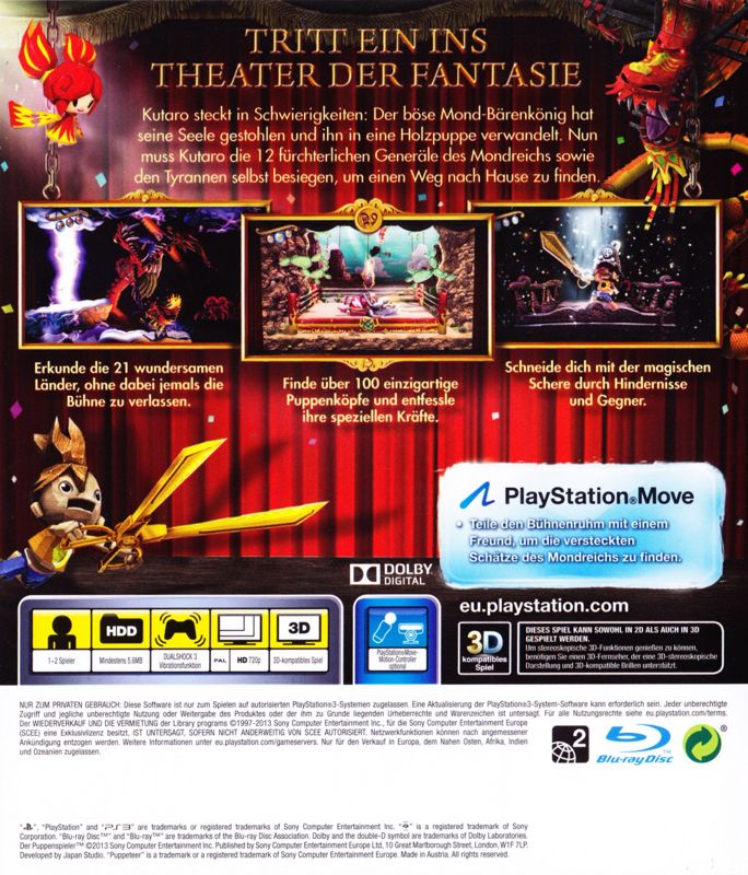 Inside Cover for Puppeteer (PlayStation 3): Reversible Back Cover
