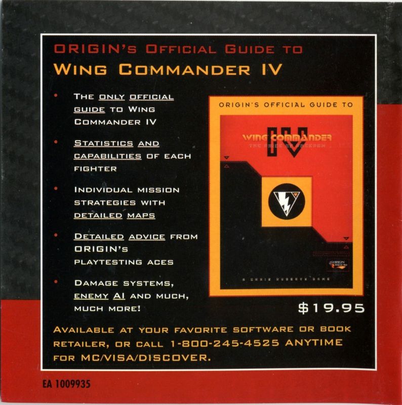 Extras for Wing Commander IV: The Price of Freedom (DOS): Play Guide - Back