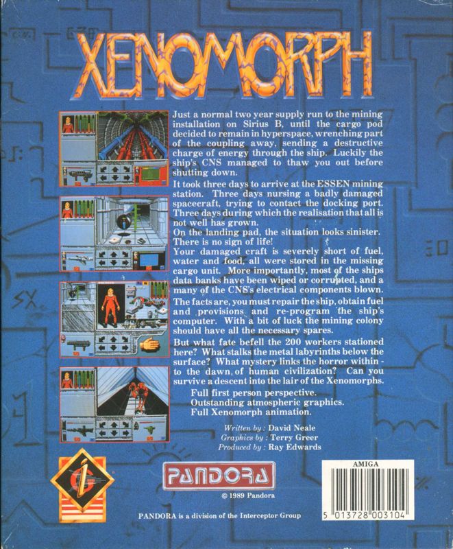 Back Cover for Xenomorph (Amiga)