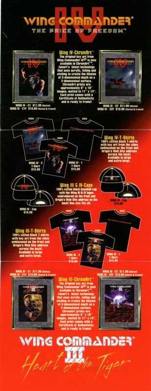 Advertisement for Wing Commander IV: The Price of Freedom (DOS): Catalog - Back