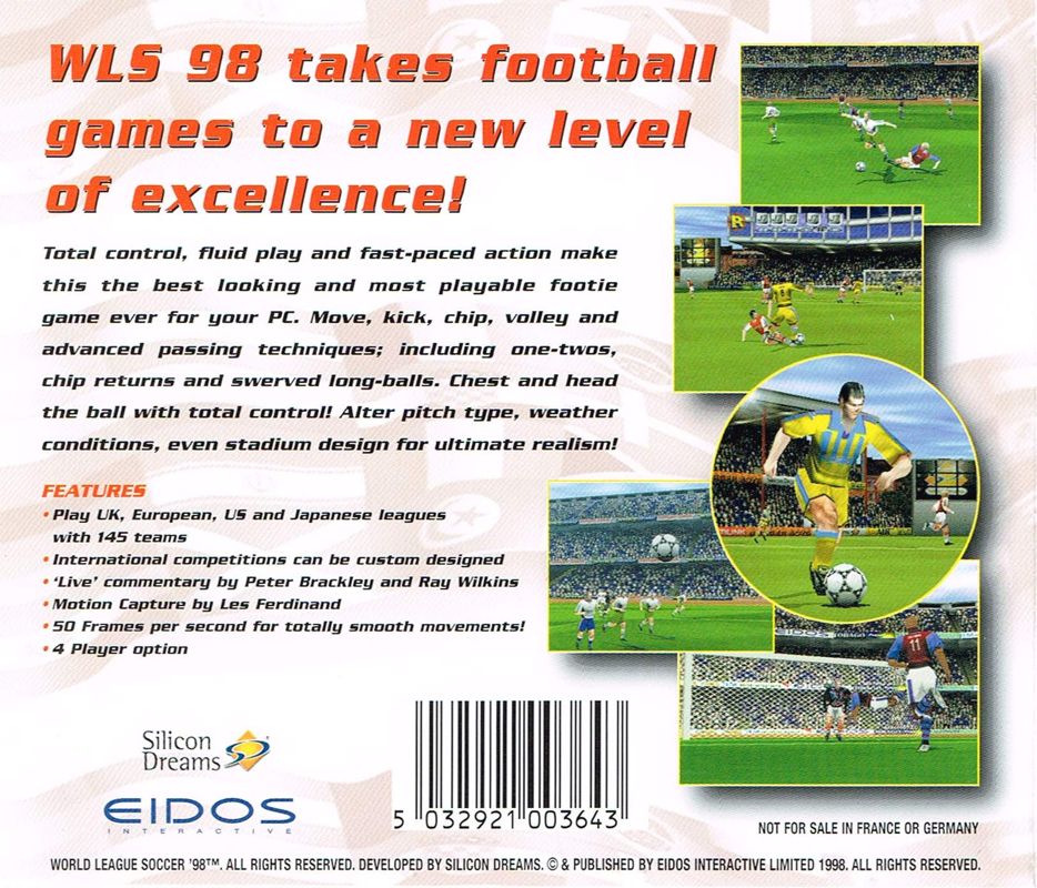 Other for World League Soccer '98 (Windows): Jewel Case - Back