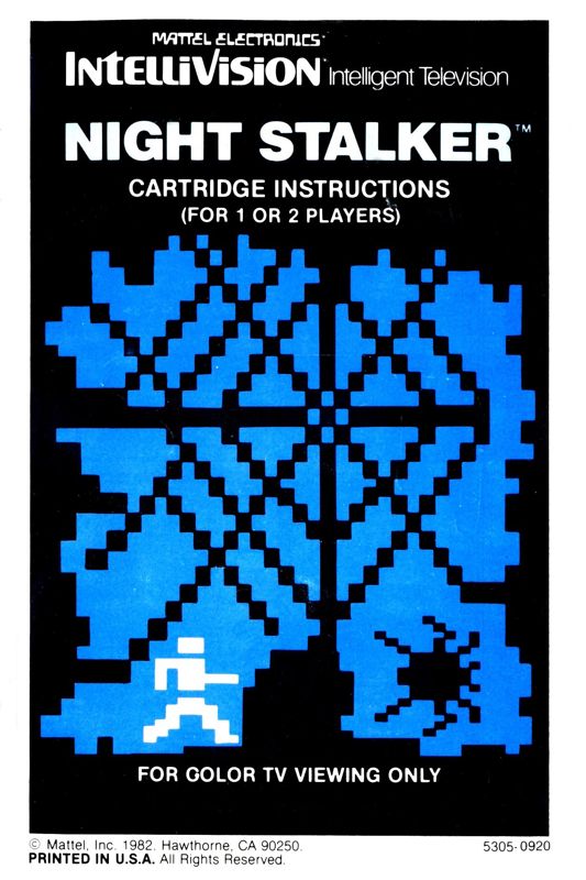 Manual for Night Stalker (Intellivision): Front