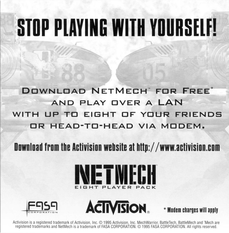 Advertisement for MechWarrior 2: Ghost Bear's Legacy (DOS): NetMech - Front