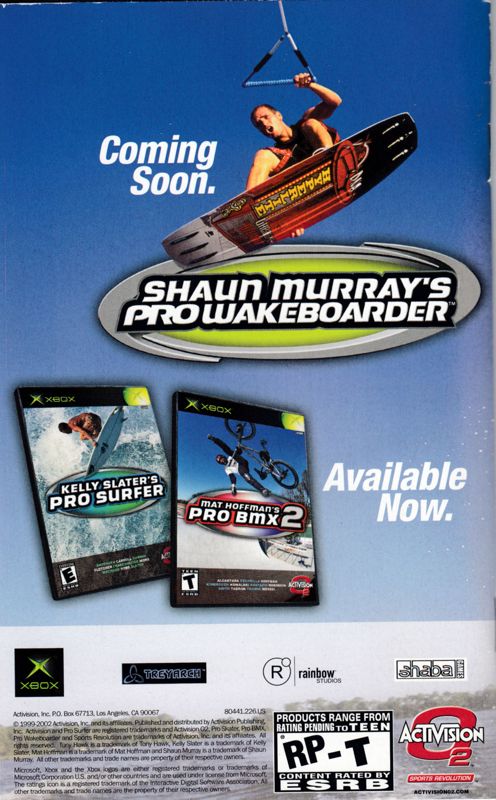 Manual for Tony Hawk's Pro Skater 4 (Xbox): Back