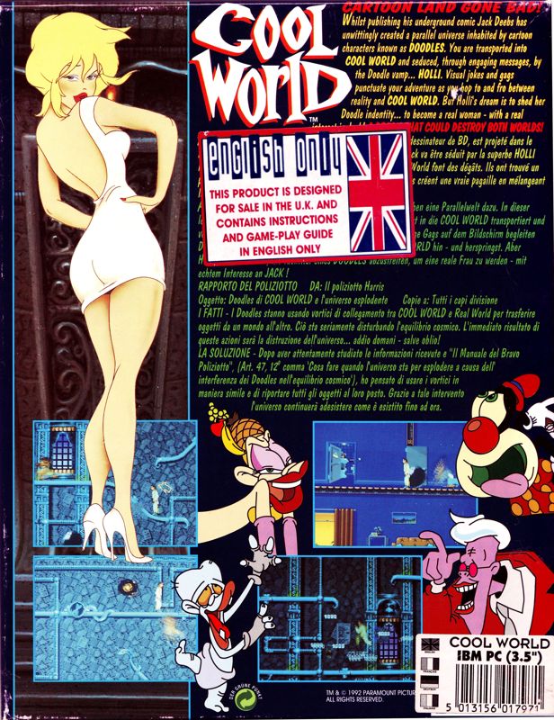 Back Cover for Cool World (DOS)