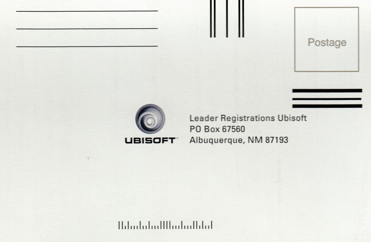 Other for Prince of Persia: The Sands of Time (Xbox): Registration card - address side
