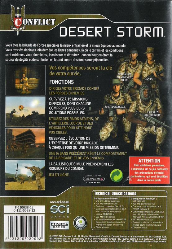 Back Cover for Conflict: Desert Storm (Windows)