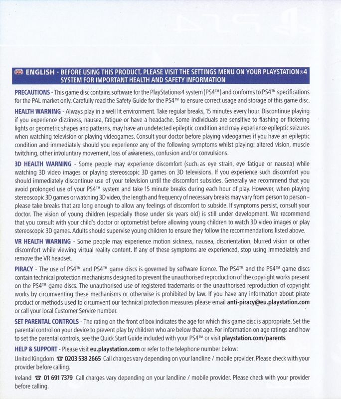 Inside Cover for Silence (PlayStation 4): Left