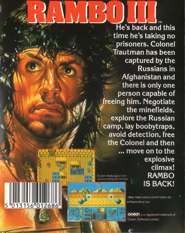 Back Cover for Rambo III (ZX Spectrum)