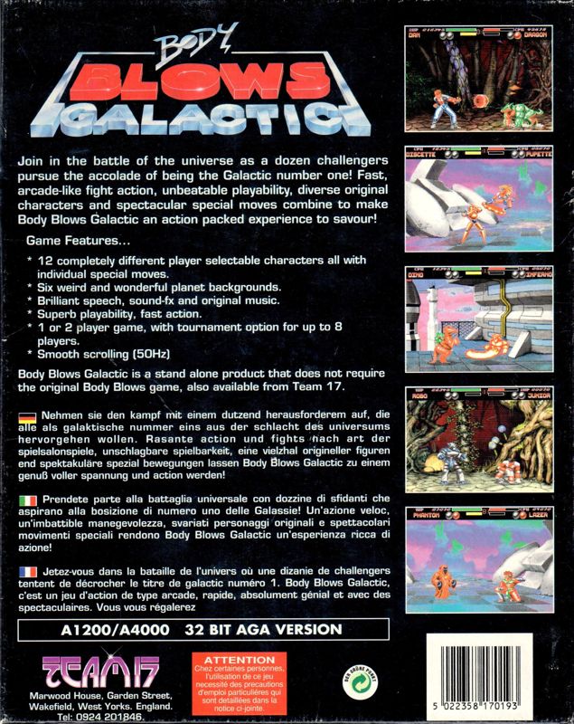 Back Cover for Body Blows Galactic (Amiga) (Amiga 1200 version)