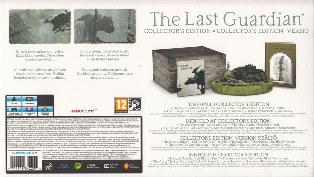 Back Cover for The Last Guardian (Collector's Edition) (PlayStation 4)
