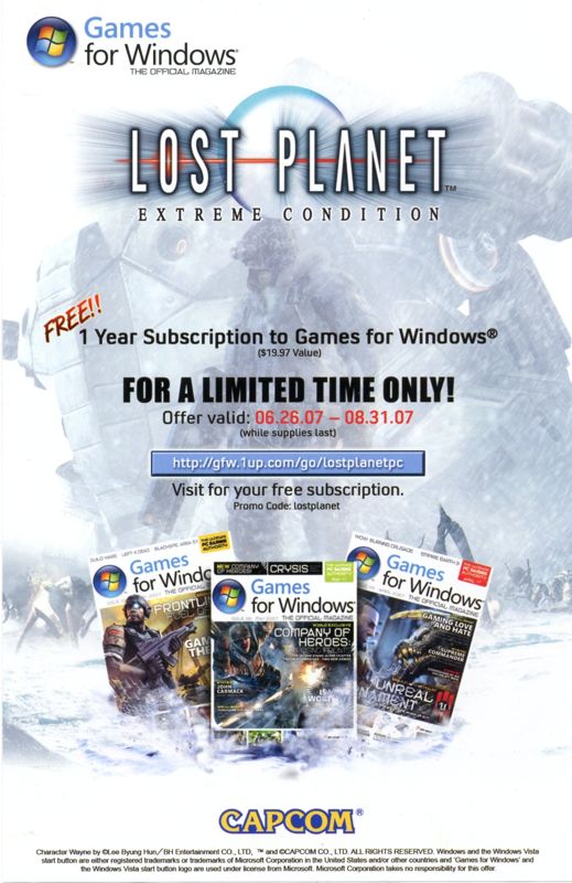 Advertisement for Lost Planet: Extreme Condition (Windows): Magazine