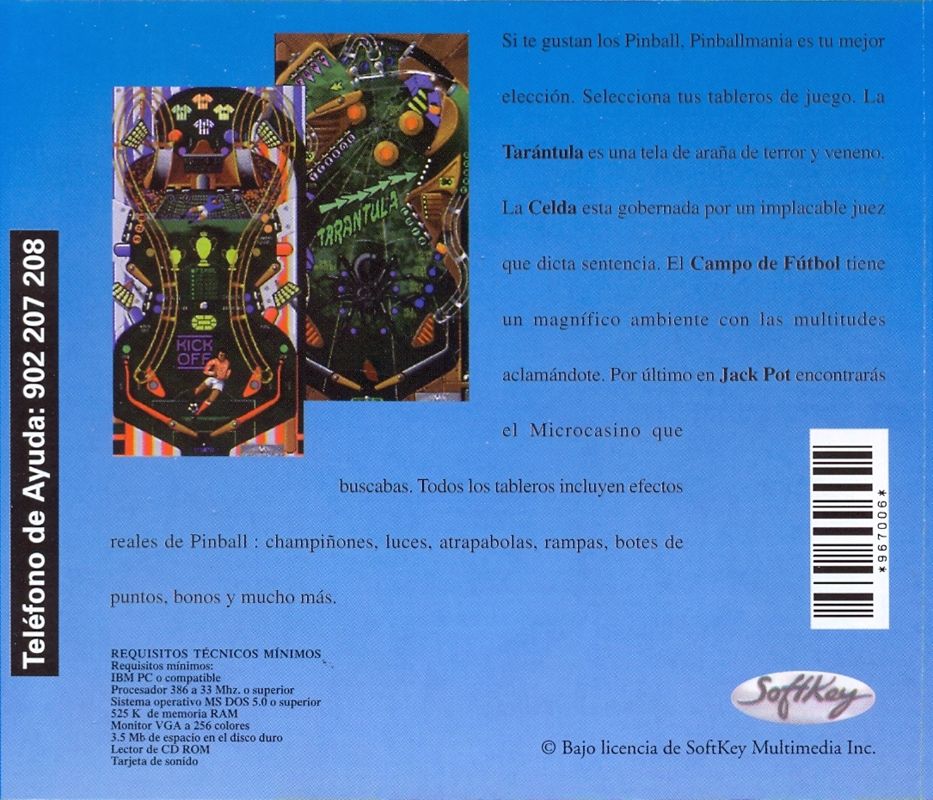 Back Cover for Pinball Mania (DOS) (Helicon 52 release)