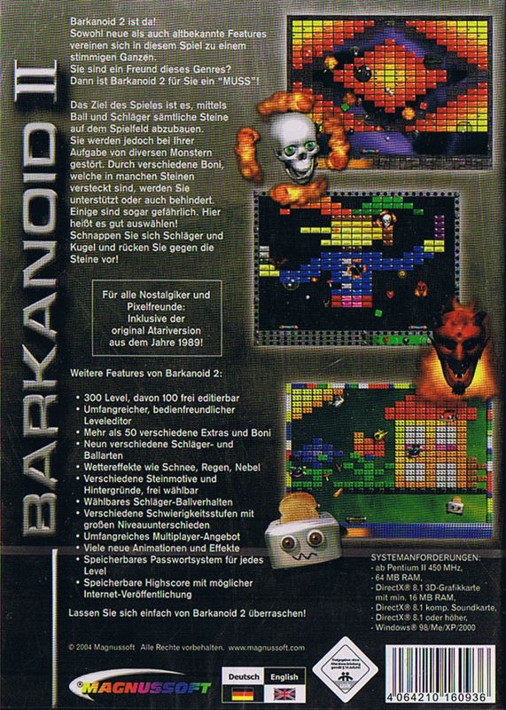 Back Cover for Barkanoid II (Windows)