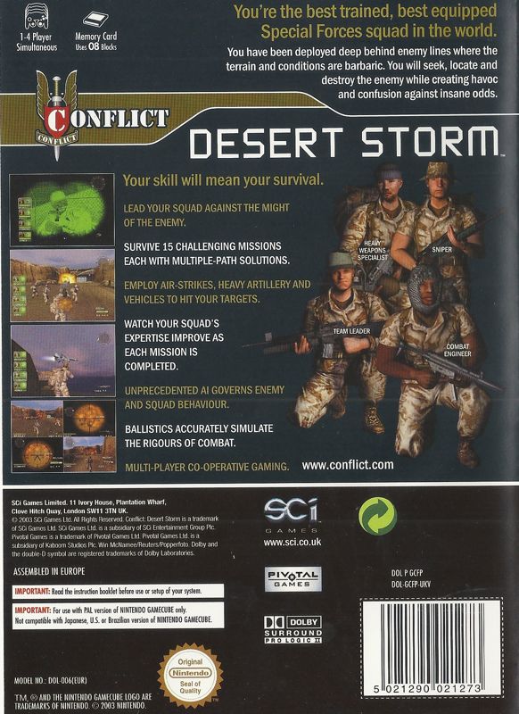 Back Cover for Conflict: Desert Storm (GameCube)