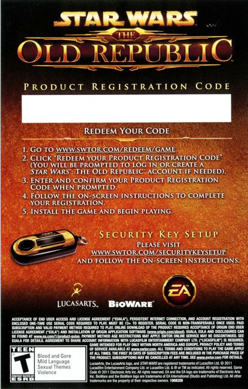 Extras for Star Wars: The Old Republic (Collector's Edition) (Windows): Registration