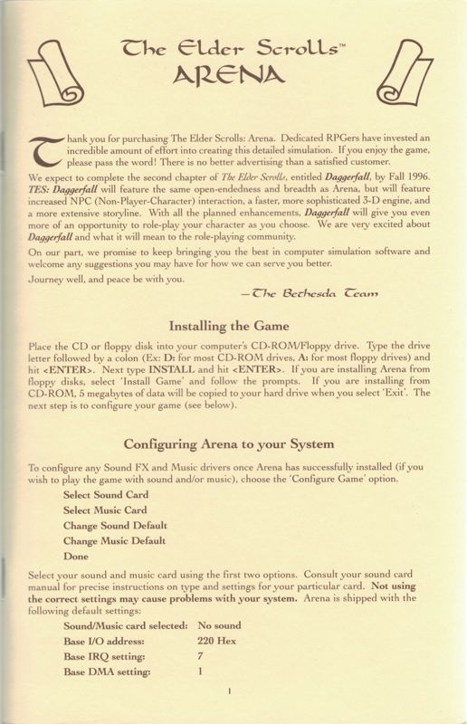 The Elder Scrolls Arena cover or packaging material MobyGames