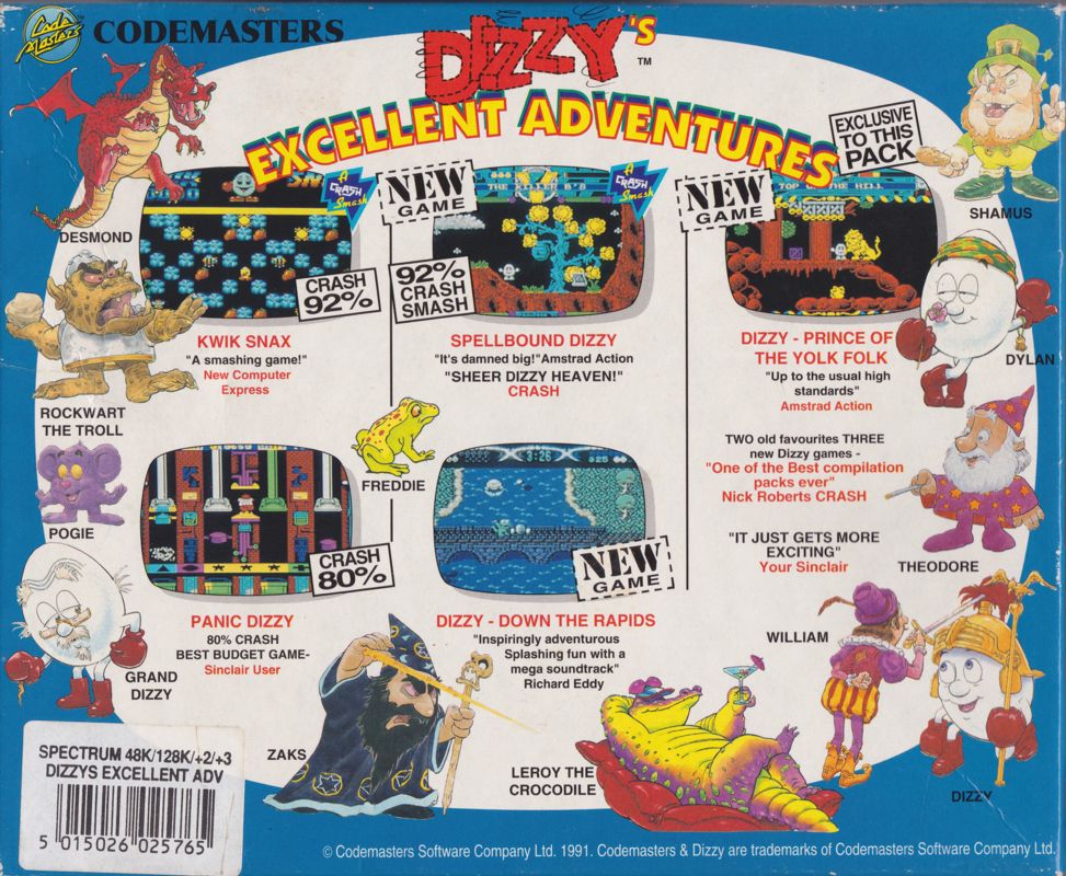 Back Cover for Dizzy's Excellent Adventures (ZX Spectrum)