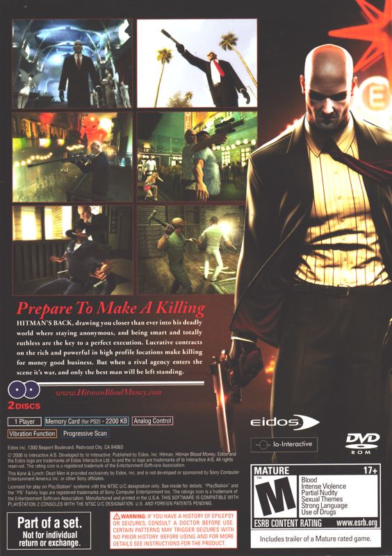 Other for Hitman Trilogy (PlayStation 2): Keep Case - Back - Hitman: Blood Money