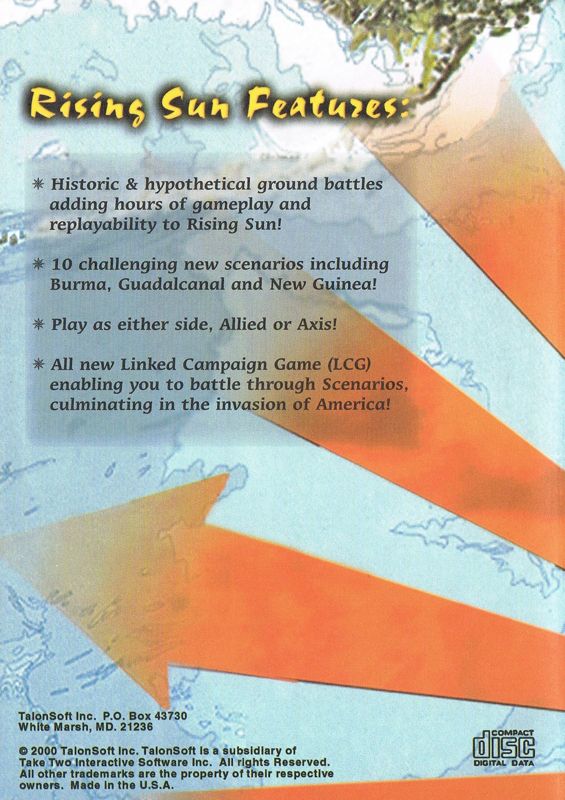 Back Cover for TalonSoft's Rising Sun: Imperial Strike (Windows)