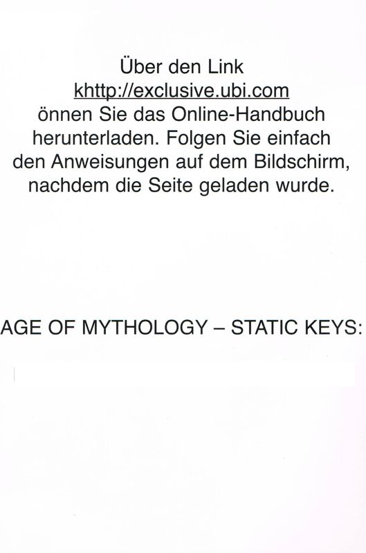 Extras for Age of Mythology (Windows) (Ubisoft eXclusive release): Key Card