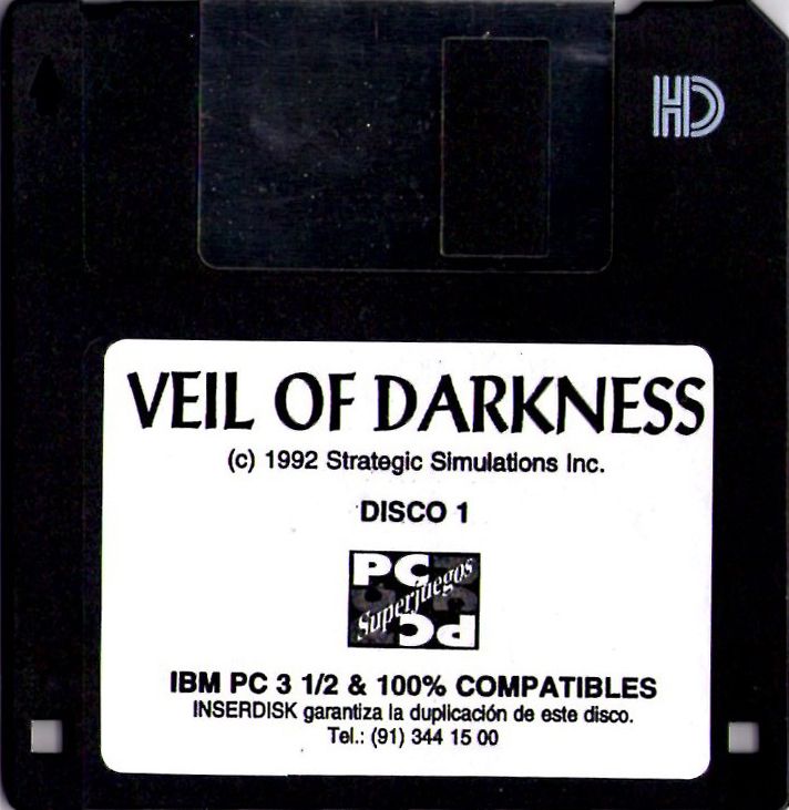 Media for Veil of Darkness (DOS) (Budget release that came in a cardboard envelope. Back cover has no cover art): Disk 1