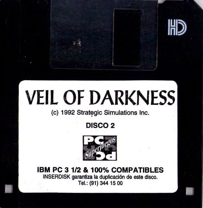 Media for Veil of Darkness (DOS) (Budget release that came in a cardboard envelope. Back cover has no cover art): Disk 2