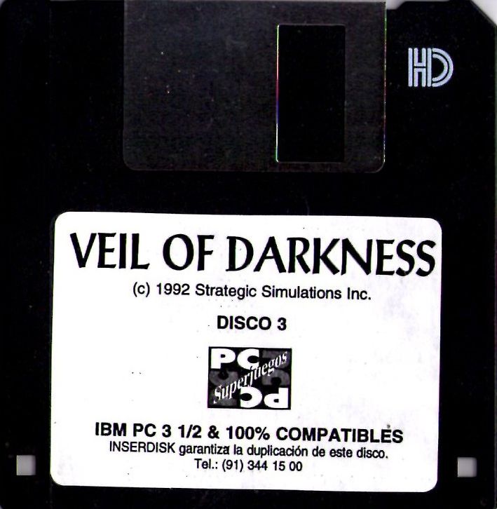 Media for Veil of Darkness (DOS) (Budget release that came in a cardboard envelope. Back cover has no cover art): Disk 3