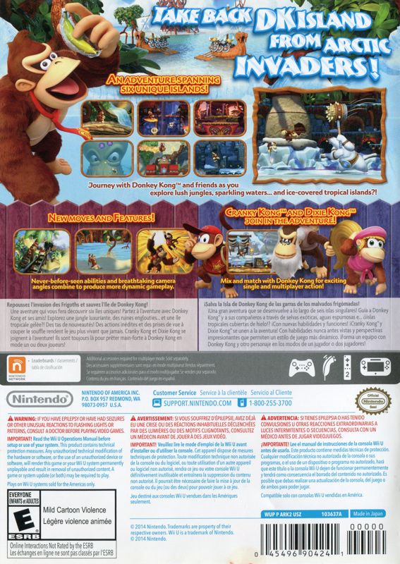 Back Cover for Donkey Kong Country: Tropical Freeze (Wii U) (Nintendo Selects Release)