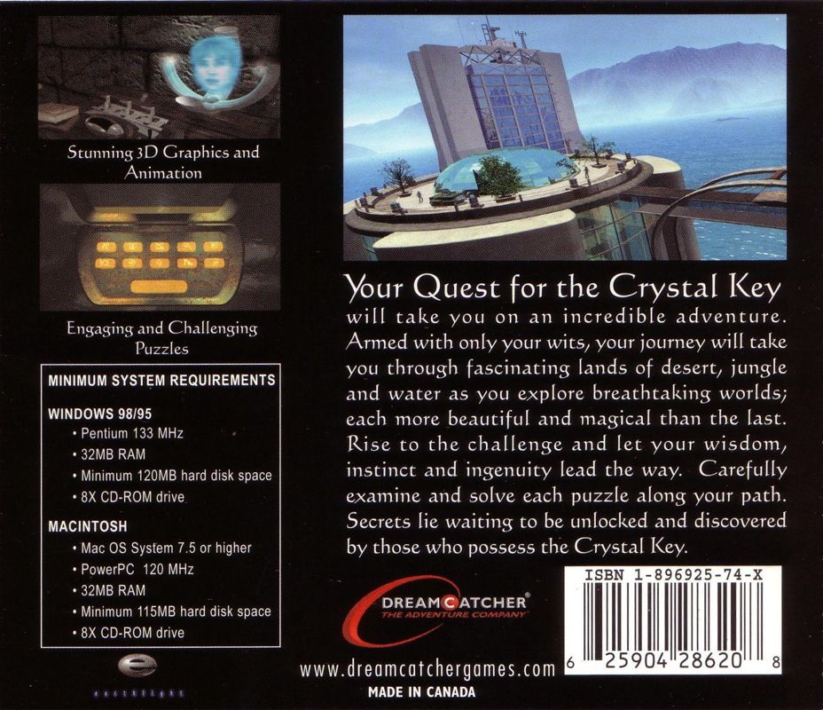 Other for The Crystal Key (Macintosh and Windows): Jewel Case - Back