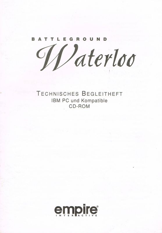 Extras for Battleground 3: Waterloo (Windows and Windows 3.x): Install Instructions - Front
