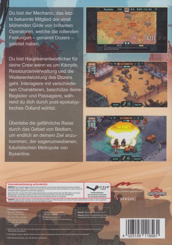 Back Cover for Skyshine's Bedlam: Redux! (Macintosh and Windows)