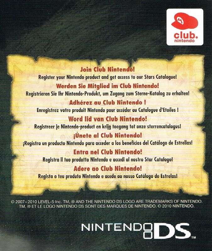 Extras for Professor Layton and the Curious Village (Nintendo DS) (Re-release): Nintendo Club - Front